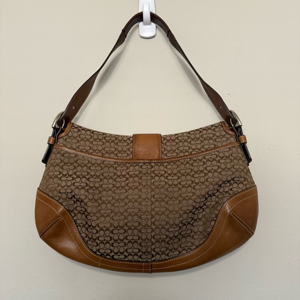 Coach 6808 Vintage Soho Tan Leather and Signature C Canvas Shoulder Tote Bag - Picture 7 of 16